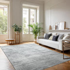 Minimalist Abstract Area Rug for Dining Room Under Table Grey Nursery 5x8 Rug Non Slip Washable Low Pile Floor Covering Carpet for Playroom Bedroom Light Gray