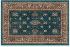 RUGGABLE Washable Vintage Area Rug – Verena Teal Blue 2x3, Stain-Resistant, Non-Slip – Small Machine Washable Rugs for Living Room, Bedroom, Hallway, Entryway & Bathroom–with Cushioned Pad