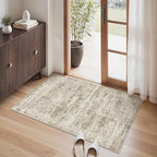2x3 Washable Rugs for Kitchen, Floor, Entryway, Powder Room Small Area Rug Non-Slip Vintage Low Pile Throw Door Mat Brown