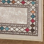 Antep Rugs Alfombras Modern Bordered 2pc Non-Skid (Non-Slip) Low Profile Pile Rubber Backing Indoor Kitchen Runner Rugs (Beige, 2pc Set)