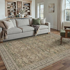 5x7 Brown Area Rug for Living Room Washable Vintage Distressed Carpet Bedroom Low Pile Non Slip Indoor Soft Retro Throw Accent Rug Office Kitchen Bathroom Dining Room