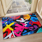 Colorful Area Rugs - Geometric Abstract Art Rug 4x5, Retro Funky High Traffic Shed Resistant Carpets Room Decor #C069