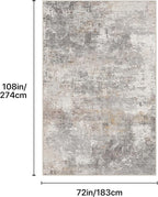 GENIMO Washable 6x9 Area Rugs for Living Room, Non Slip Modern Abstract Rug, Machine Washable Stain Resistant Low Pile Soft Carpet for Bedroom, Dining, Office, Light Grey Brown