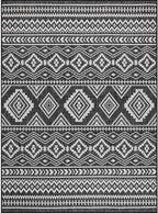 Beverly Rug Waikiki Boho Indoor Outdoor Rug 9x12, Washable Outside Carpet for Patio, Deck, Porch, Bohemian Area Rug, Farmhouse Rugs, Aztec Tribal Rug, Black and White