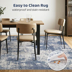 8x10 Area Rugs Living Room: Washable Large Abstract Modern Soft Rug Stain Resistant Indoor Floor Non Slip Accent Carpet for Bedroom Nursery Playroom Dining Room Office Dorm Home House- Navy Grey