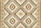 Area Rug 10x12 Rug Machine Washable Non-Slip Low Pile Print Pattern Western Rug for Living Room Bedroom Entryway Tribal Series-Cream/Camel