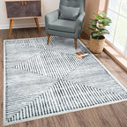 Bloom Rugs Washable Non-Slip 2x3 Rug - Ivory/Black Striped Area Rug for Living Room, Bedroom, Dining Room, and Kitchen - Exact Size: 2' x 3'