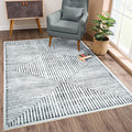 Bloom Rugs Caria Washable Non-Slip 8x10 Rug - Ivory/Black Striped Area Rug for Living Room, Bedroom, Dining Room, and Kitchen - Exact Size: 7'8" x 10'