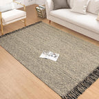 Collive 4x6 Area Rug, Natural/Black Woven Cotton Washable Modern Bedroom Rugs, Boho Dining Room Door Rug Carpet with Tassel for Living Room Nursery Room Office, Outdoor Rug for Patio Hallway Decor