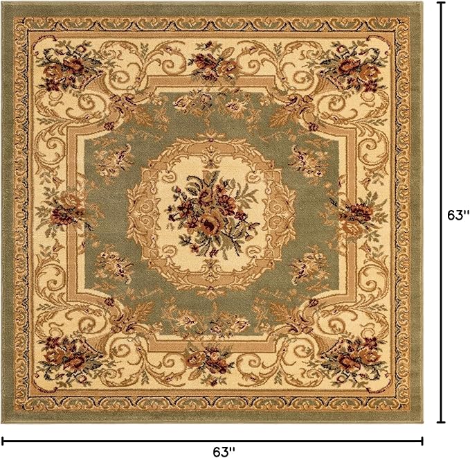 Unique Loom Versailles Collection Traditional Classic Floral Motif Area Rug (5' 0 x 5' 0 Square, Green/Ivory)