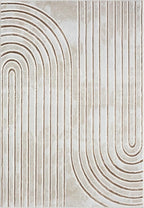 Abani Glam Collection Area Rug - Beige/Cream Modern Abstract Design - 4' x 6' - for Living Room, Bedroom & Office