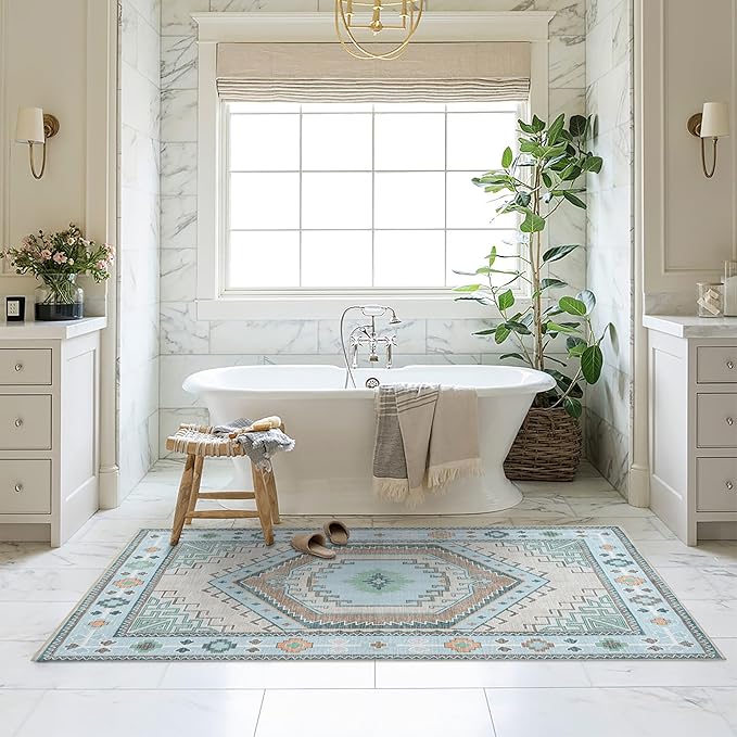 Fame Living Washable Area Rug. Modern Farmhouse. Vintage. Turkish. Bohemian. Distressed. Oriental. Traditional. Rugs for Living Room. Dining. Bedroom. Office. Entryway. Foyer. (856GG, 2' x 3')