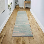 JONATHAN Y Khalil Modern Berber Stripe Cream/Turquoise Runner Rug, 2x8, Contemporary, Bohemian, Easy-Cleaning for Living Room, Bedroom, Kitchen, Pet Friendly, Non-Shedding (MOH207B-28)