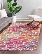 Rugs.com Lattice Frieze Collection Rug – 3' 3 x 5' 3 Multi Medium Rug Perfect for Living Rooms, Large Dining Rooms, Open Floorplans