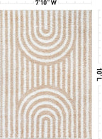 Rugshop Abstract Arch Shag Area Rug Beige 7' 10" x 10' Perfect for Large Living Rooms, Dining Areas, or Master Bedrooms