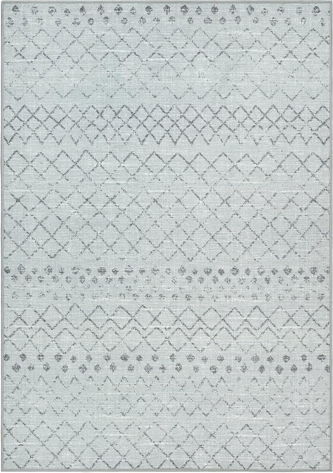 GLN Rugs Contemporary Collection - Machine Washable Area Rug, Contemporary Washable, Non Slip, Low Pile Chenille Rug, Living Room, Bedroom, Kitchen Rug (8' x 10' Gray 0166)