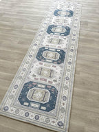 Fame Living Faded Oushak Rug, Turkish Vintage Floral Pastel Large Oversized Area Rugs for Living Room Dining Bedroom Kitchen Bathroom Nursery (848CrNv, 2' x 3')