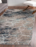 Unique Loom Trellis Frieze Collection Area Rug - Geometric (3' 3" x 5' 3", Blue Multi/ Ivory)