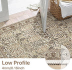 Bavni 2x6 Rug Runners for Hallways, Washable Runner Rug Non Slip,Vintage Floral Print Style Rugs for Bedroom-Lightweight Low Pile Carpet for Hallways Bathroom, Dark Espresso