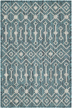 Unique Loom Outdoor Trellis Collection Area Rug - Tribal Trellis (2' x 3' 1" Rectangle Teal/Ivory)