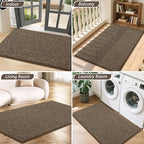 BEQHAUSE Dirt Trapper Door Mat 36" x 60", Non-Slip Washable Doormats Entrance Mat, Dirt Resistant and Absorbent Welcome Mat, Low Profile Floor Mats for Front Back Door and Entryway, Brown
