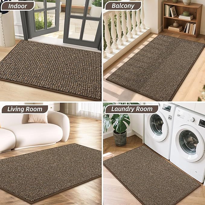 BEQHAUSE 2x3 Entryway Rug Indoor Door Mat Non-Slip Washable, Hallway Rugs Absorbent & Stain Resistant Hall Carpet Runner Rugs for Entryway, Front Door Floor Mats Laundry Room Rugs for Entry, Brown