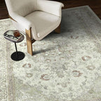 vivorug Sage Green 9x12 Area Rugs for Living Room, Non Slip Machine Washable Vintage Rug, Ultra-Thin Lightweight Large Area Rug for Bedroom, Dining Room, Low Pile Rug