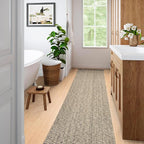 Collive Long Carpet Runners for Hallways 2.6x8ft, Washable Kitchen Rug Indoor Sink Rug, Natural/Black Woven Entryway Runner Rugs Low-Profile Front Door Floor Rug for Laundry Room Bedroom Outdoor Decor
