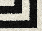 Abani Contemporary Area Rug, Contrasting Geometric Modern Stripe Symmetrical Living Room Carpet Rugs (Ivory Black, 2'2 x 12')