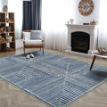 Bloom Rugs Washable Non-Slip 8' x 10' Rug - Blue Striped Area Rug for Living Room, Bedroom, Dining Room, and Kitchen - Exact Size: 8' x 10'