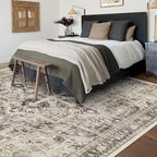 RUGGABLE Washable Vintage Area Rug – Kamran Hazel 8x10, Stain-Resistant, Non-Slip – Large Machine Washable Rugs for Living Room, Bedroom, Hallway, Entryway & Office–with Standard Pad