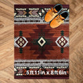 YHSF South West Native American Area Rug C318 - Easy Clean, Thick, Soft, Durable Native Tribal American Indian Inspired Rug for Bedroom/Living Room and More - Rust, 5 Feet 11 Inches x 8 Feet 6 Inches
