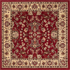 Unique Loom Sialk Hill Collection Area Rug - Washington (4' Square Burgundy/Cream)