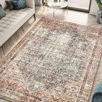 Keen Home Design 8x10 Rug - Machine Washable Area Rug with Non-Slip Backing, Ideal for Living Room, Dining Room, Bedroom - Vintage, Easy Clean, Durable, Low Pile - (8' x 10')