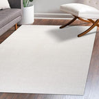 Eyely UES100T-3 Supersoft Haze Solid Low-Pile Indoor Area Rug Casual;Contemporary;Solid;Traditional, Bedroom, Kitchen, Living Room, Easy-Cleaning, Non-Shedding, 3 X 5, Cream