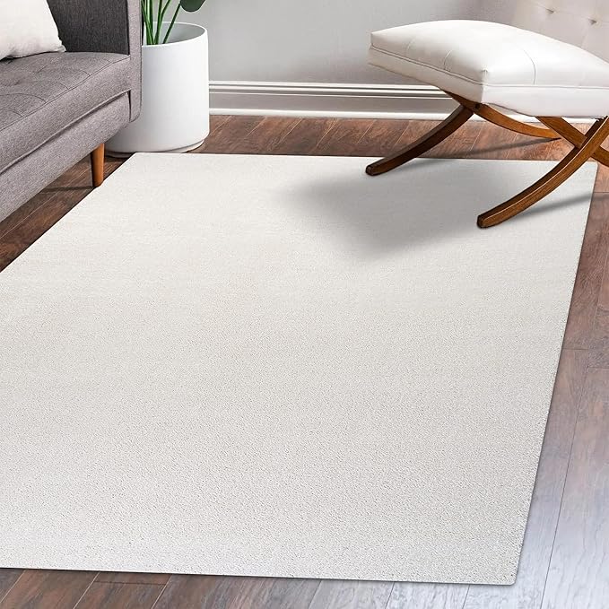 Eyely UES100T-8 Supersoft Haze Solid Low-Pile Indoor Area Rug Casual;Contemporary;Solid;Traditional, Bedroom, Kitchen, Living Room, Easy-Cleaning, Non-Shedding, 8 X 10, Cream