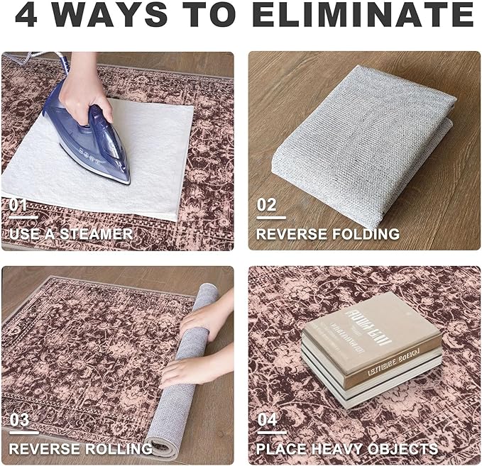 KILOCOCO Hallway Runner 2x6 Rug Runner Printed Vintage Floral Washable Kitchen Runners Non-Slip Rubber Backed Runners for Hallways Laundry Room Distressed Boho Rugs for Entryway Bedroom, Red