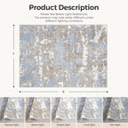 WITSHOCK Abstract Dining Room Rugs for Under Table: 7x9 Washable Blue Area Rug for Living Room, Low Pile Non-Slip Rugs for Bedroom Under Bed - Neutral Modern Decor & Stain Resistance - Blue/Multi