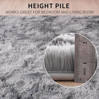 Beglad Fluffy Area Rugs 4x6 Feet, Modern Minimalist Style Shag Rugs, Non-Slip Indoor Carpet Soft Rugs for Bedroom, Living Room & Kids Room, Tie-Dyed Light Grey