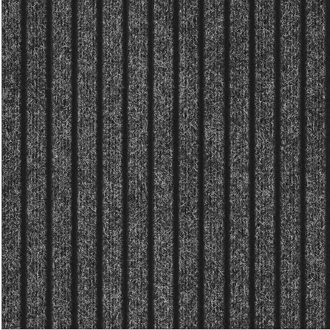 Ottomanson 2' x 42' Hallway Runner with Scraper Pile Extra Durable Non-Slip Rug Mat for Indoor & Outdoor Use - Ideal for Kitchen, Entryway, Patio & Garage - High-Traffic Carpet, Black