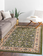 Rugs.com Yasmin Collection Rug – 7' x 10' Green Medium Rug Perfect for Bedrooms, Dining Rooms, Living Rooms