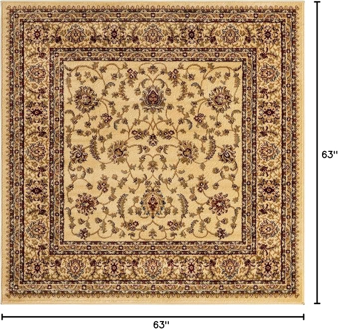 Unique Loom Voyage Collection Traditional Oriental Classic Area Rug (5' 0 x 5' 0 Square, Ivory/Gold)