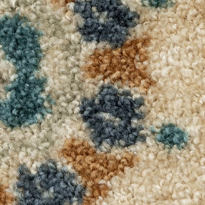 Maples Rugs Reggie Floral Runner Rug - Made in USA - Washable, Non Slip Indoor Carpet for Kitchen, Hallway, and Laundry Room, 2'6" x 5', Beige