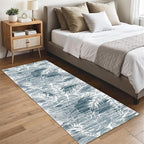 Blue White Tropical Runner Rug 4x10ft - Indoor Outdoor Non-Shedding Washable Carpet, Soft Durable Floor Mat for Patio, Hallway, Kitchen, Living Room