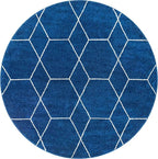 Unique Loom Trellis Frieze Collection Area Rug - Geometric (6' Round, Navy Blue/ Ivory)