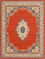 Unique Loom Reza Collection Traditional Persian Style Area Rug, 9 ft 10 in x 13 ft, Terracotta/Ivory