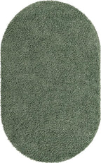Unique Loom Davos Shag Collection Area Rug - Solid (5' 3" x 8' Oval, Sage)