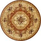 Rugs.com Chateau Collection Rug – 6 Ft Round Brick Red Medium Rug Perfect for Kitchens, Dining Rooms