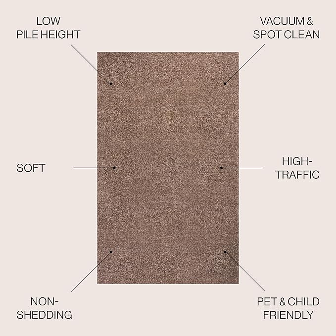JONATHAN Y Haze Solid Low-Pile Brown 6x9 Oval Indoor Area Rug, Coastal,Bohemian,Minimalist,Classic, Easy-Cleaning for Living Room,Bedroom,Kitchen,Pet Friendly,Non-Shedding (SEU100J-6OV)