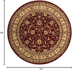 Unique Loom Voyage Collection Traditional Oriental Classic Intricate Design Area Rug (6' 0 x 6' 0 Round, Red/Gold)